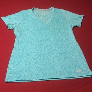Under Armour heat gear T Shirt - Turquoise pattern XL LIKE NEW